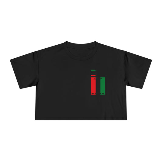 I fist LongD negative vertical 3-striped upright single-breasted Hyde Park logo crop tee (Juneteenth colors)