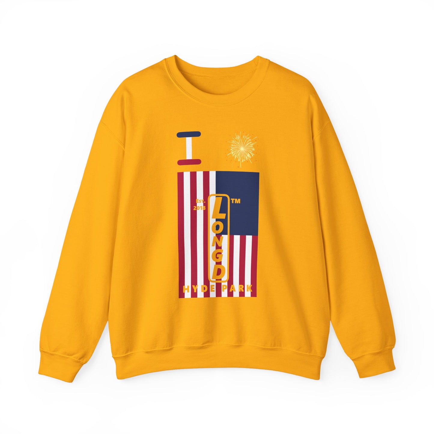 I Burst LongD negative cropped flag Hyde Park upright logo crewneck sweatshirt