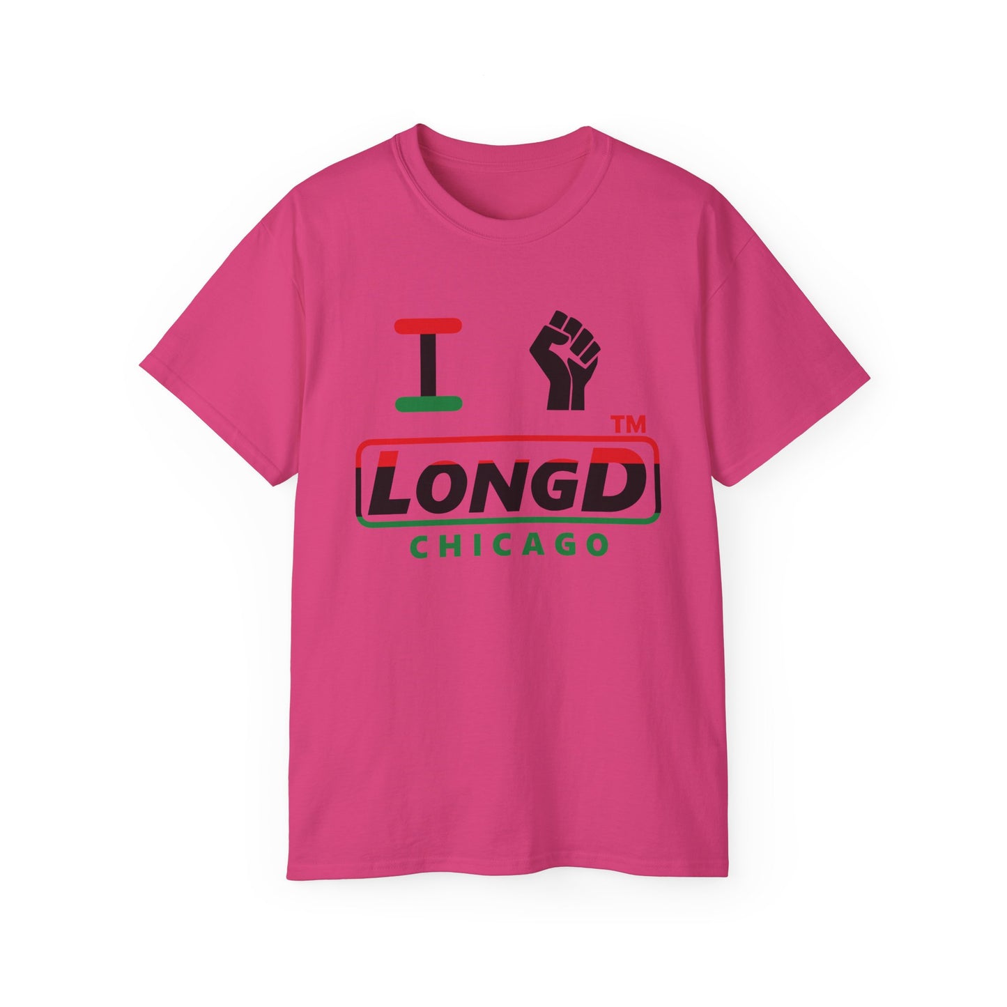I fist LongD positive horizontal 3-striped Chicago logo cotton tee