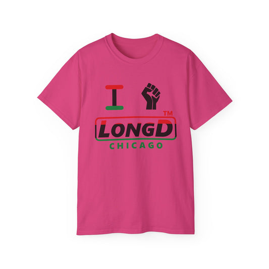 I fist LongD positive horizontal 3-striped Chicago logo cotton tee