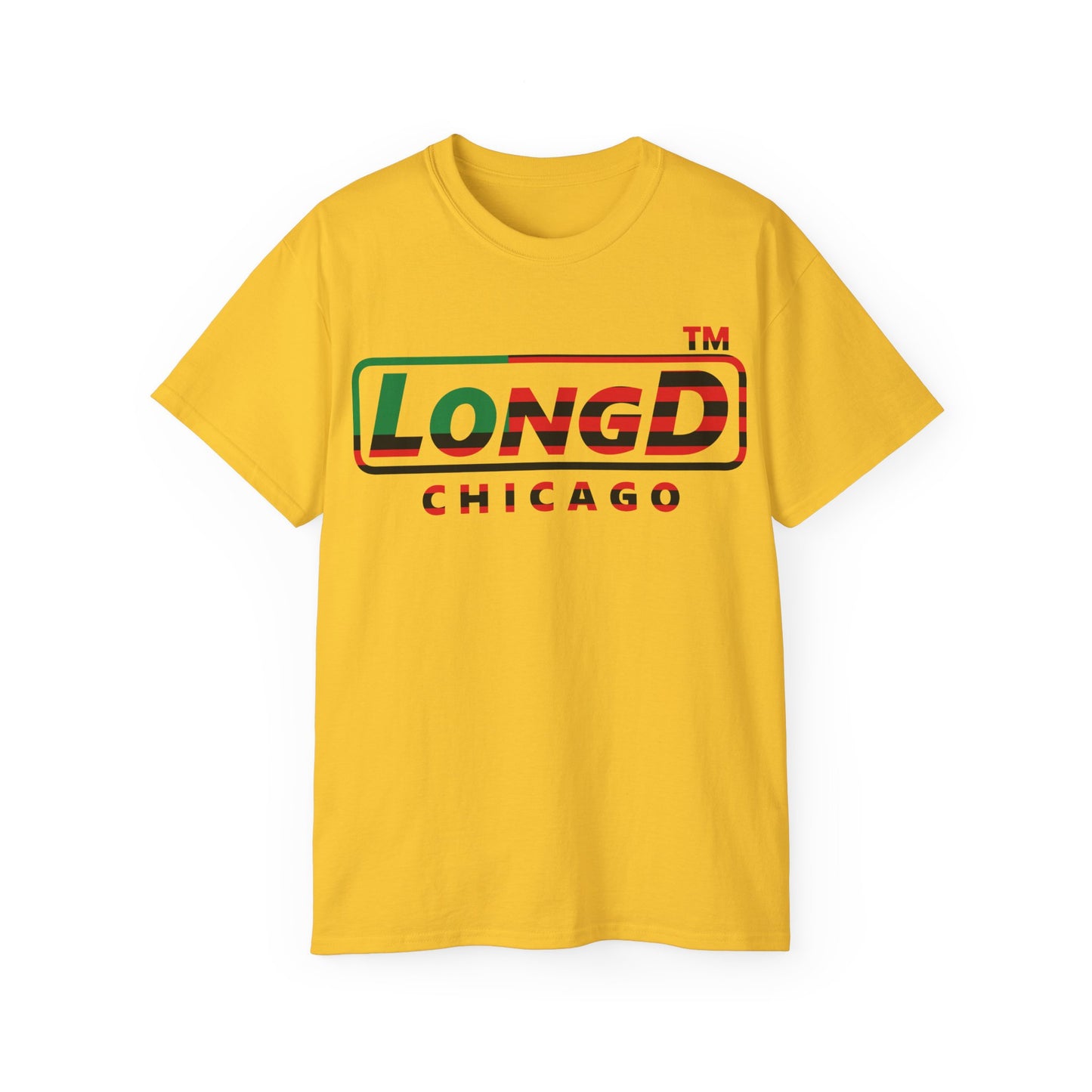 LongD positive flag Chicago logo cotton tee (Juneteenth colors)