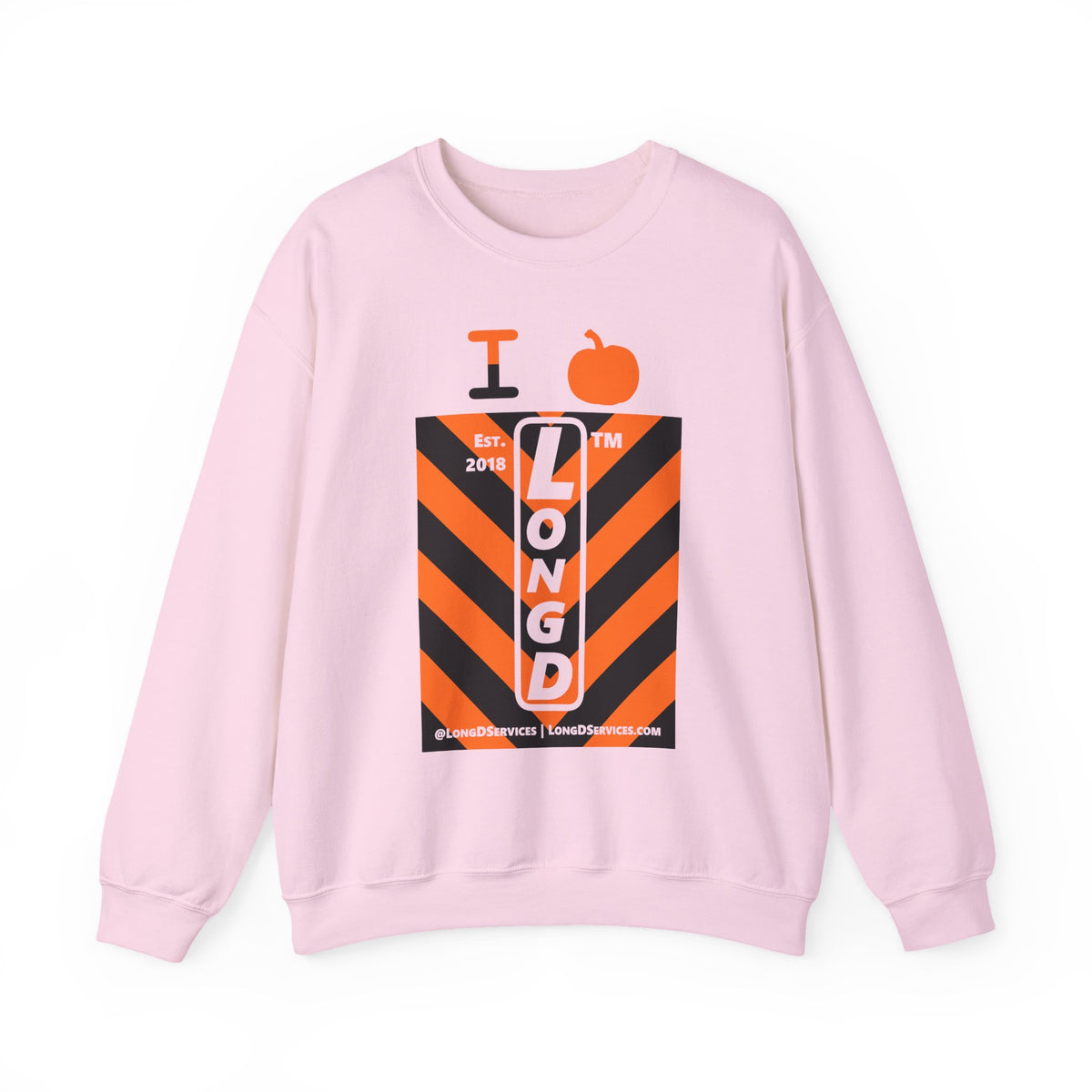 I pumpkin LongD Tag-domain negative upright downward chevron logo crewneck sweatshirt
