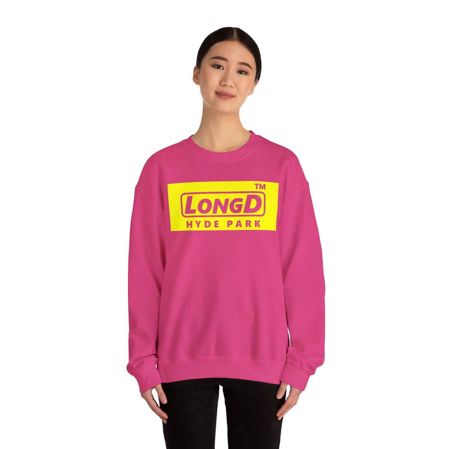 LongD negative reverse Hyde Park logo crewneck sweatshirt