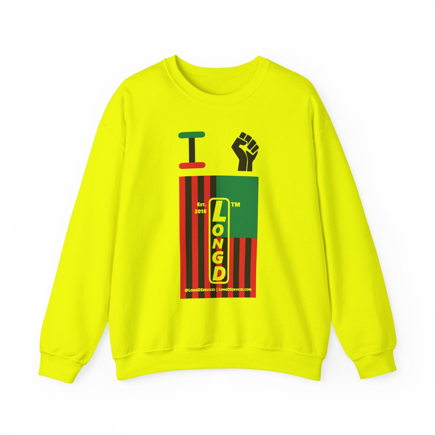 I Fist LongD negative flag tag-domain upright logo crewneck sweatshirt