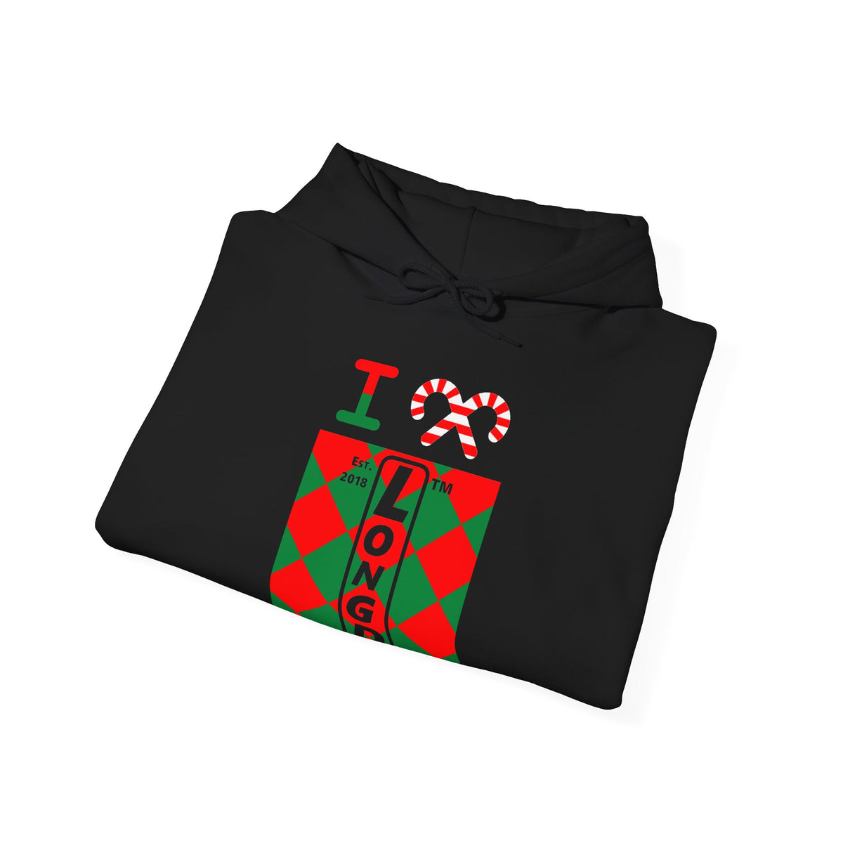 I candy cane LongD Chicago negative upright argyle logo hoodie