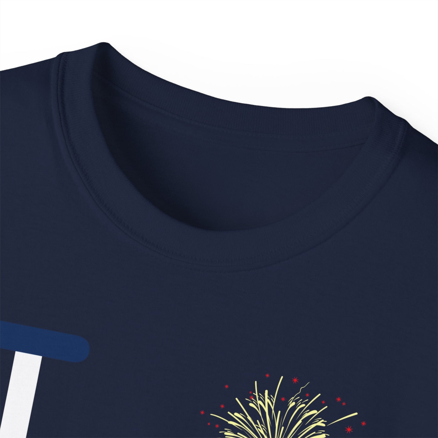 I Burst LongD cotton tee negative 4x3 Chicago upright logo (Patriotic colors)