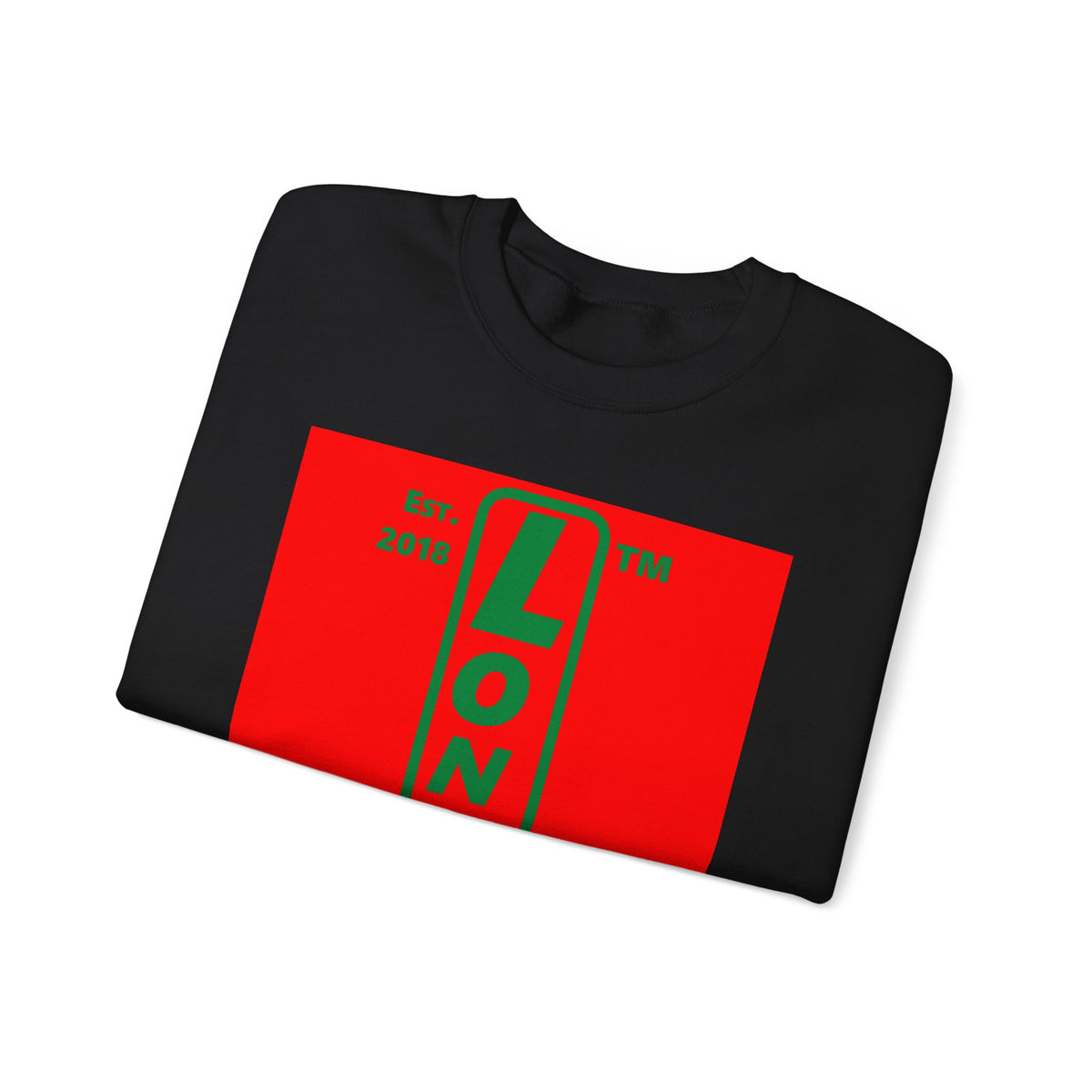 LongD Chicago upright logo positive green on negative red (Xmas colors) crewneck sweatshirt