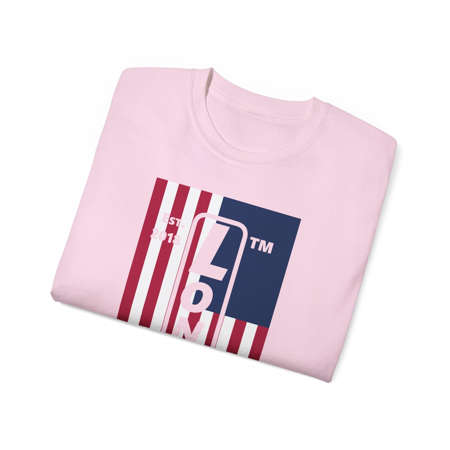 LongD cotton tee negative flag Chicago upright logo (Patriotic colors)