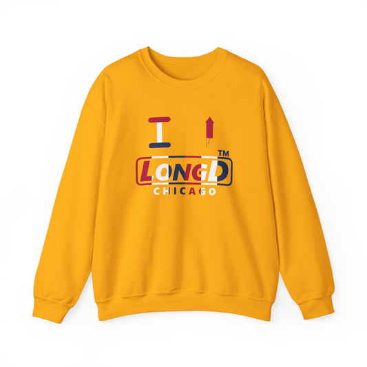 I firecracker LongD positive vertical 6-striped Chicago logo crewneck sweatshirt