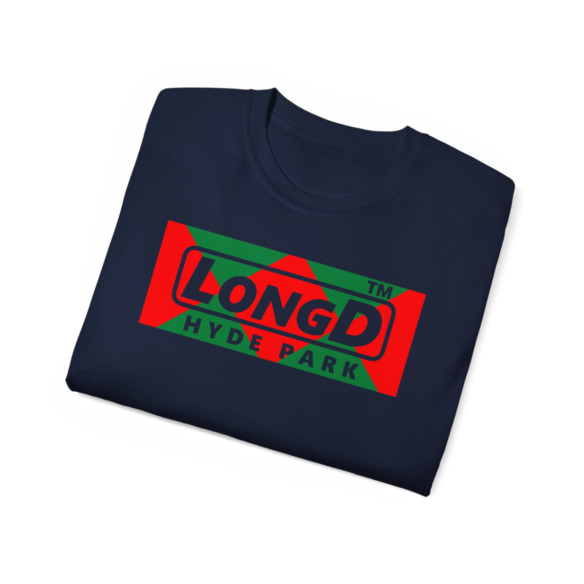 LongD Hyde Park negative big argyle logo (Xmas colors) cotton tee