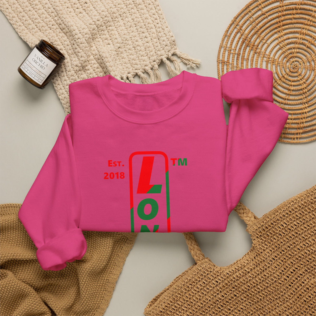 LongD Chicago positive upright pixel-weighted 4-striped logo (Xmas colors) crewneck sweatshirt