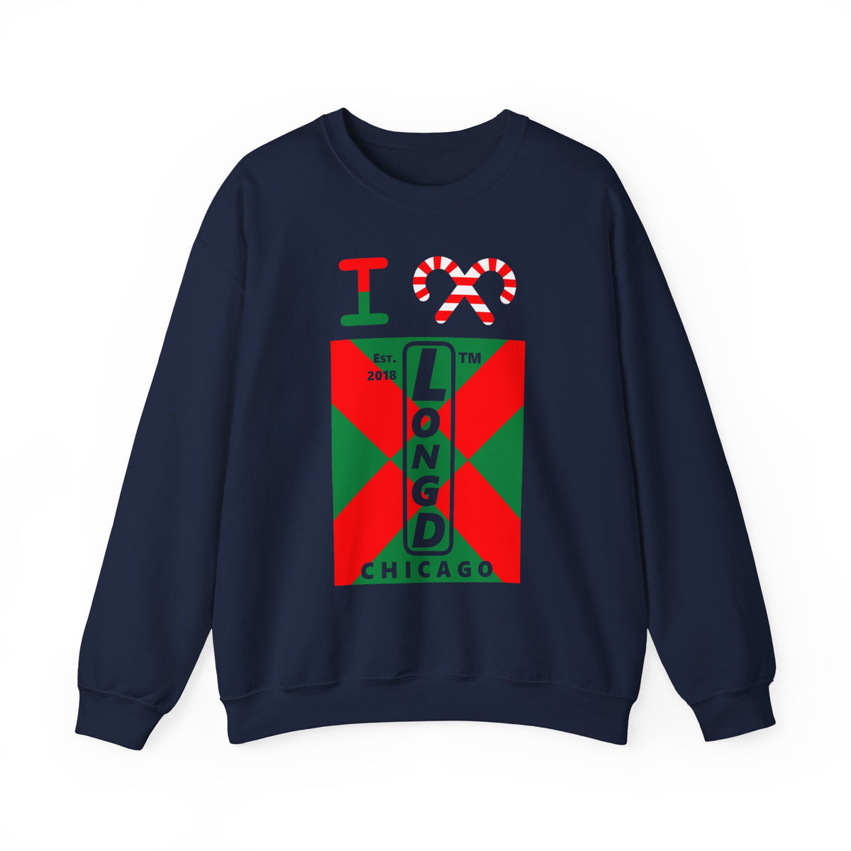 I candy cane LongD Chicago negative upright argyle x logo crewneck sweatshirt