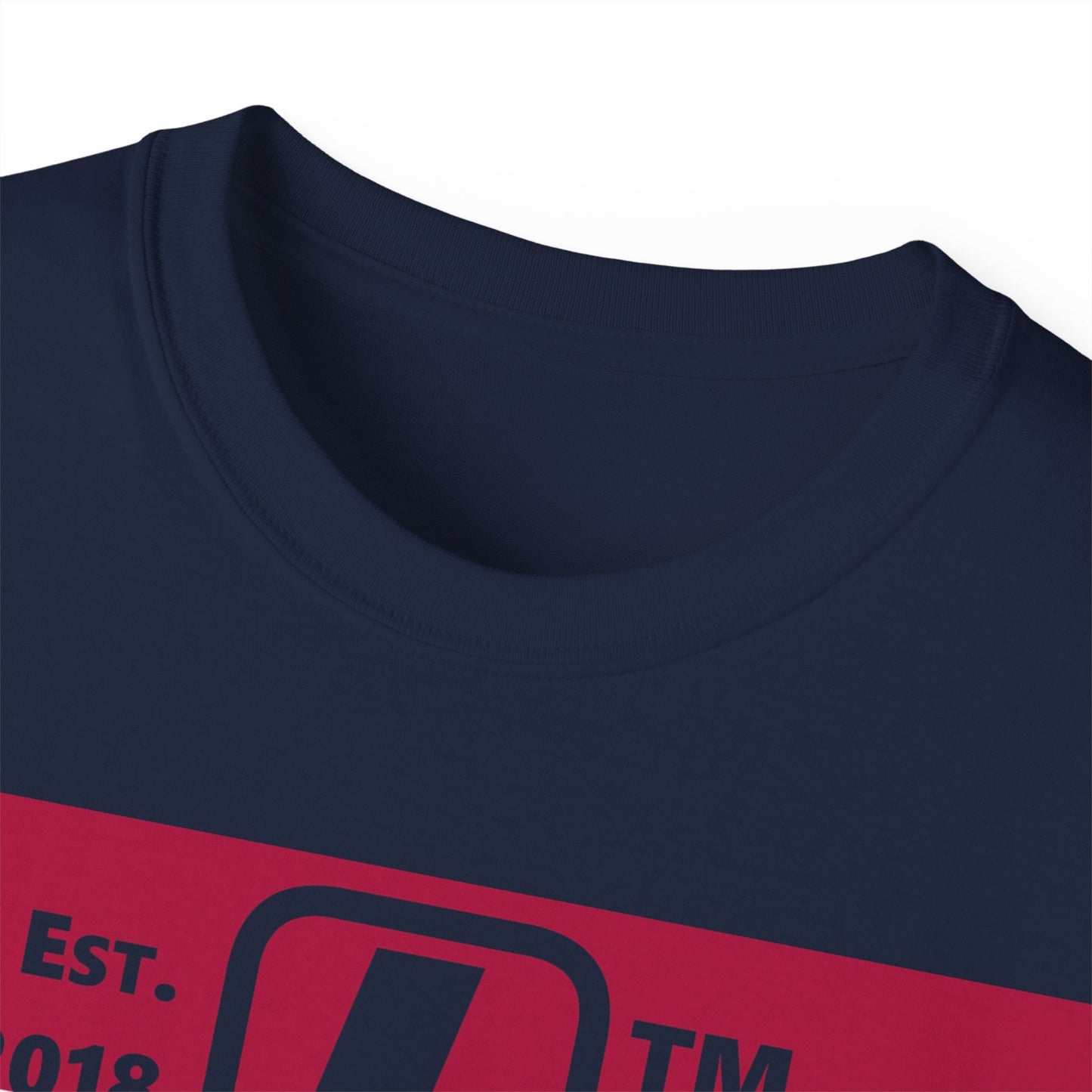 LongD cotton tee negative horizontal 6-striped Chicago upright logo (Patriotic colors)