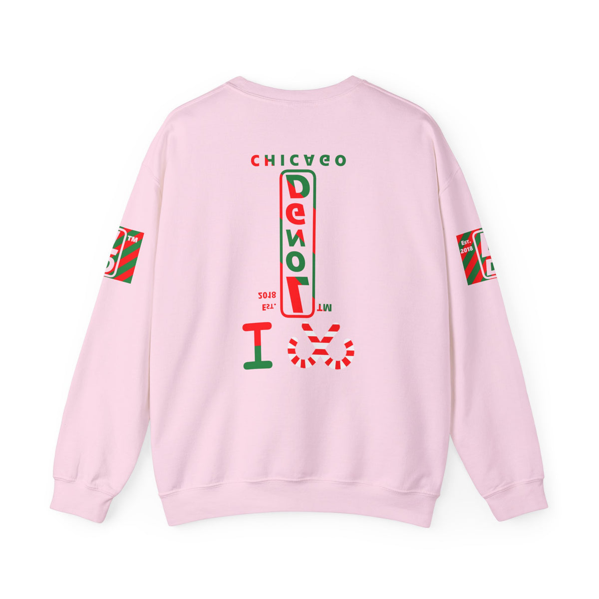 I candy cane LongD Chicago positive upright pixel-weighted 4-striped 4-print logo crewneck sweatshirt