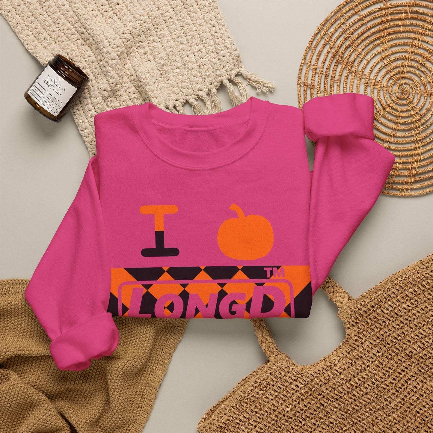 I pumpkin LongD Tag-domain negative stylized argyle 4-print logo crewneck sweatshirt