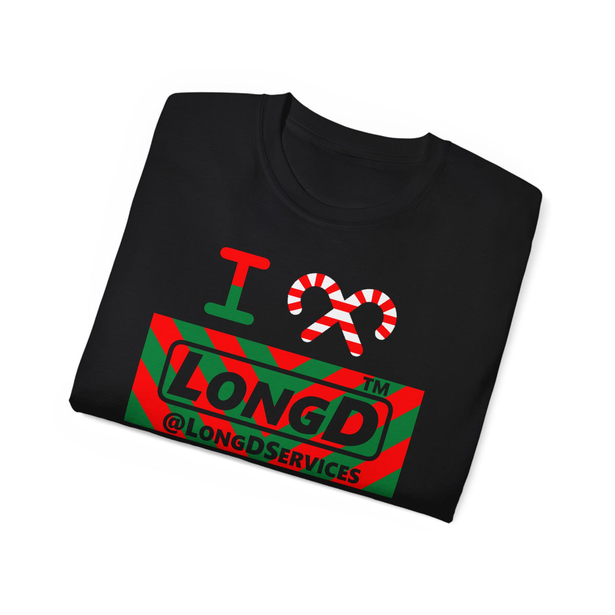I candy cane LongD Tag negative downward chevron logo cotton tee
