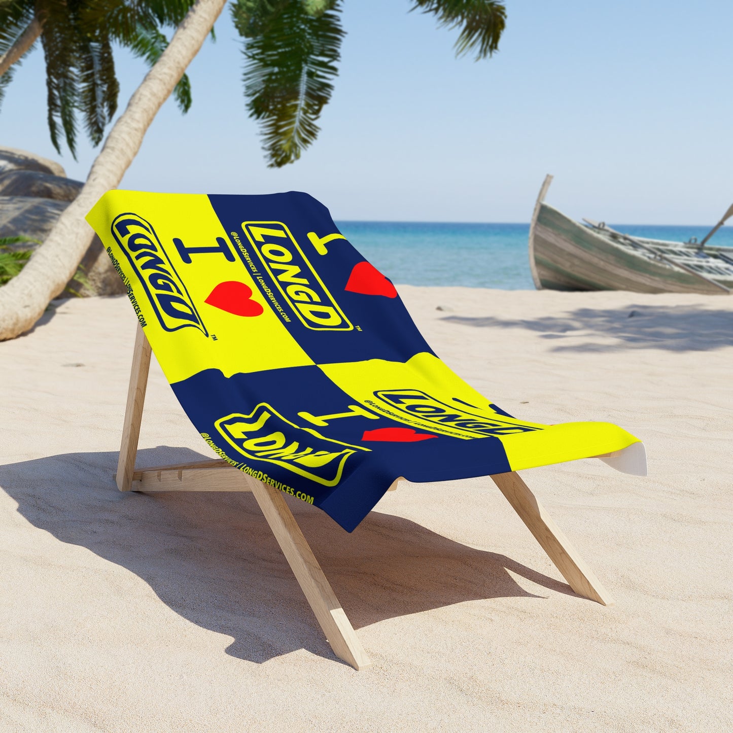 I Luv LongD Mixed Logo Beach Towel