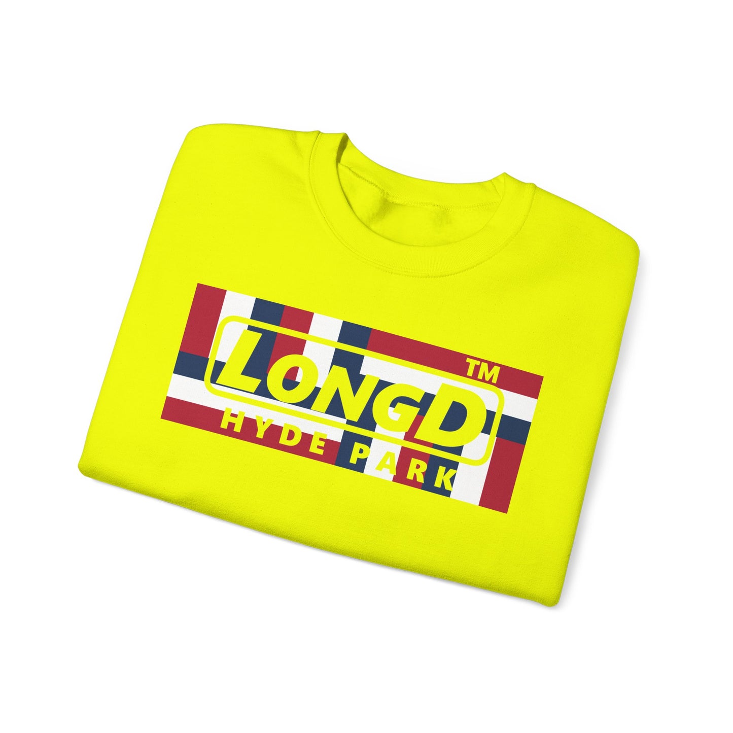 LongD negative modified windmill Hyde Park logo crewneck sweatshirt (patriotic colors)