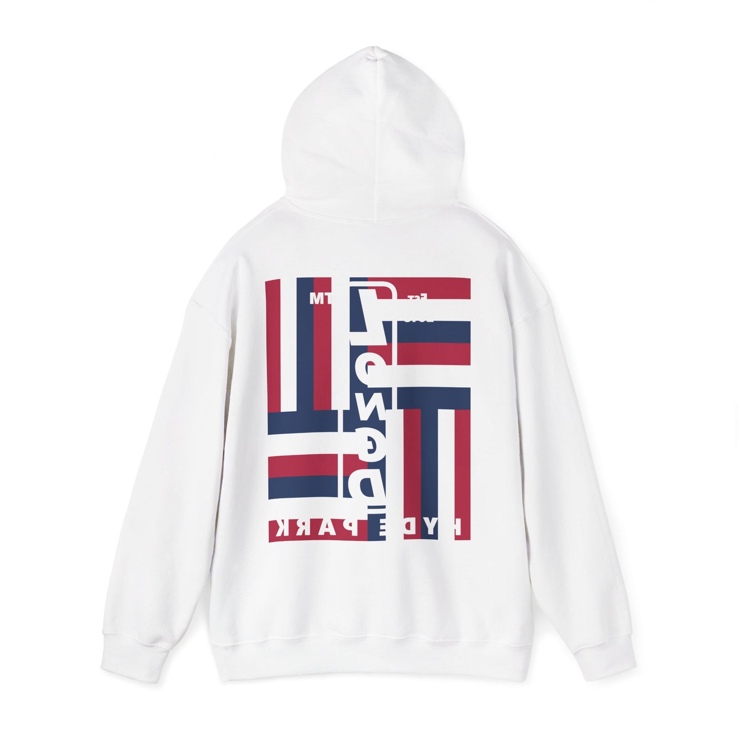 LongD single-breasted negative windmill front-back Hyde Park upright logo hoodie (Patriotic colors)