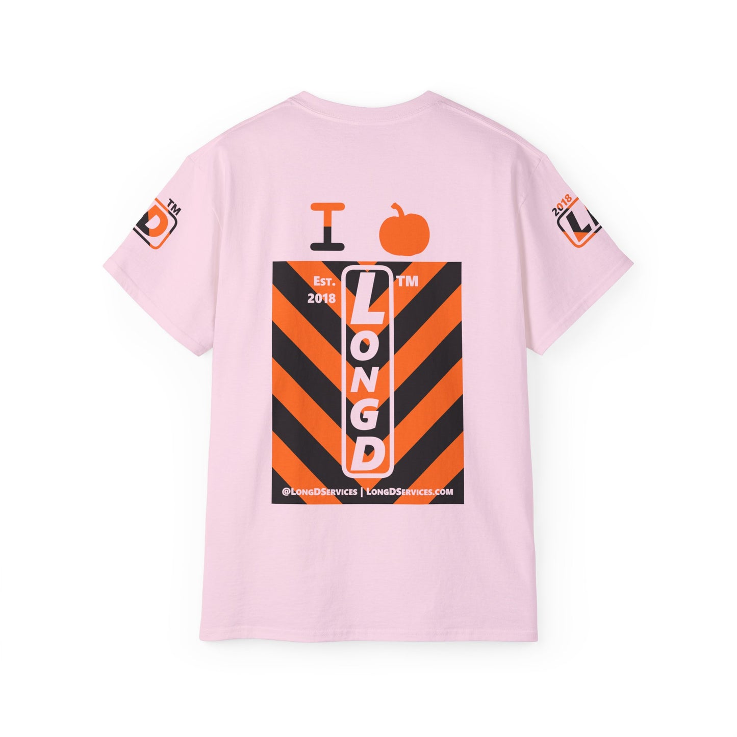 I pumpkin LongD Tag-domain negative upright downward chevron 4-print logo cotton tee