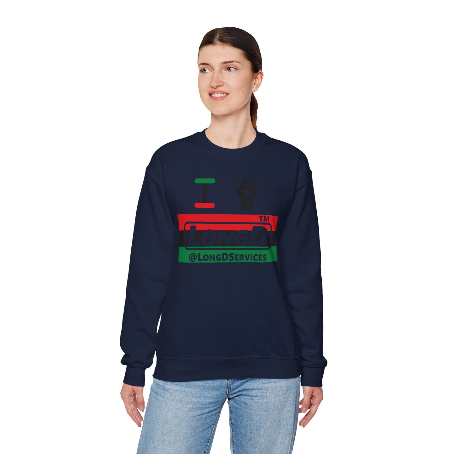 I fist LongD negative horizontal 3-striped tag logo crewneck sweatshirt