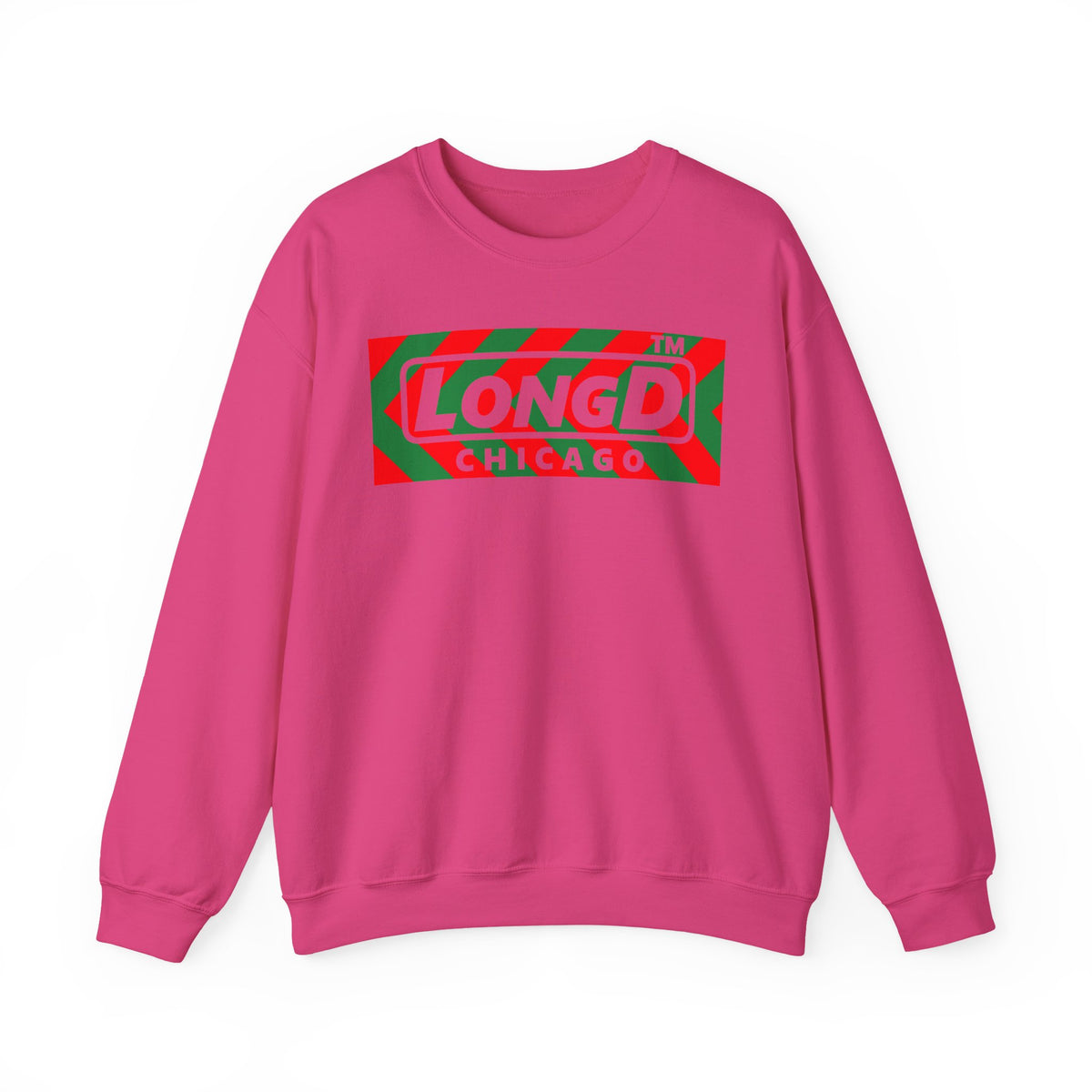 LongD Chicago negative leftward chevron logo (Xmas colors) crewneck sweatshirt