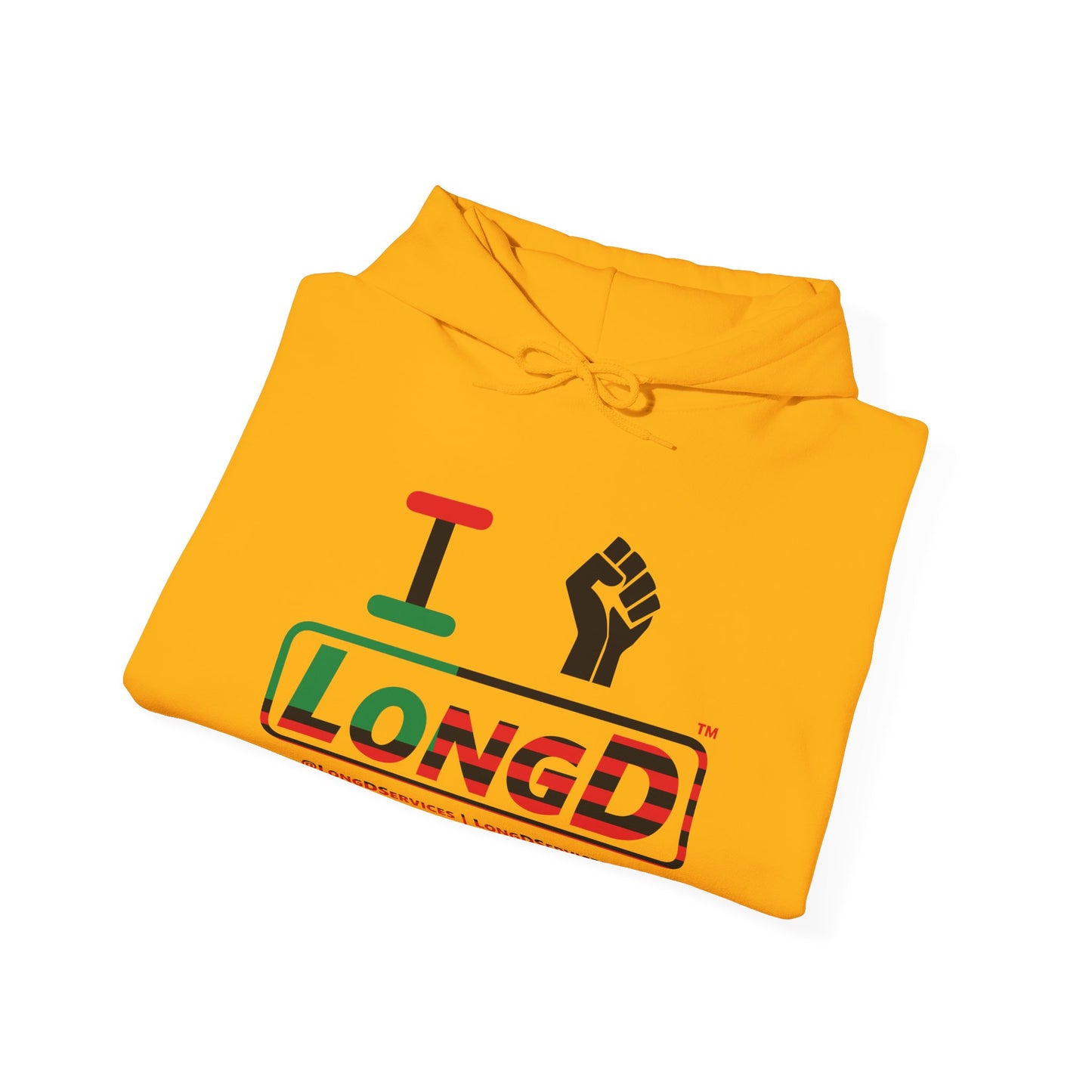 I Fist LongD® Logo Hoodie with Juneteenth black fist positive flag