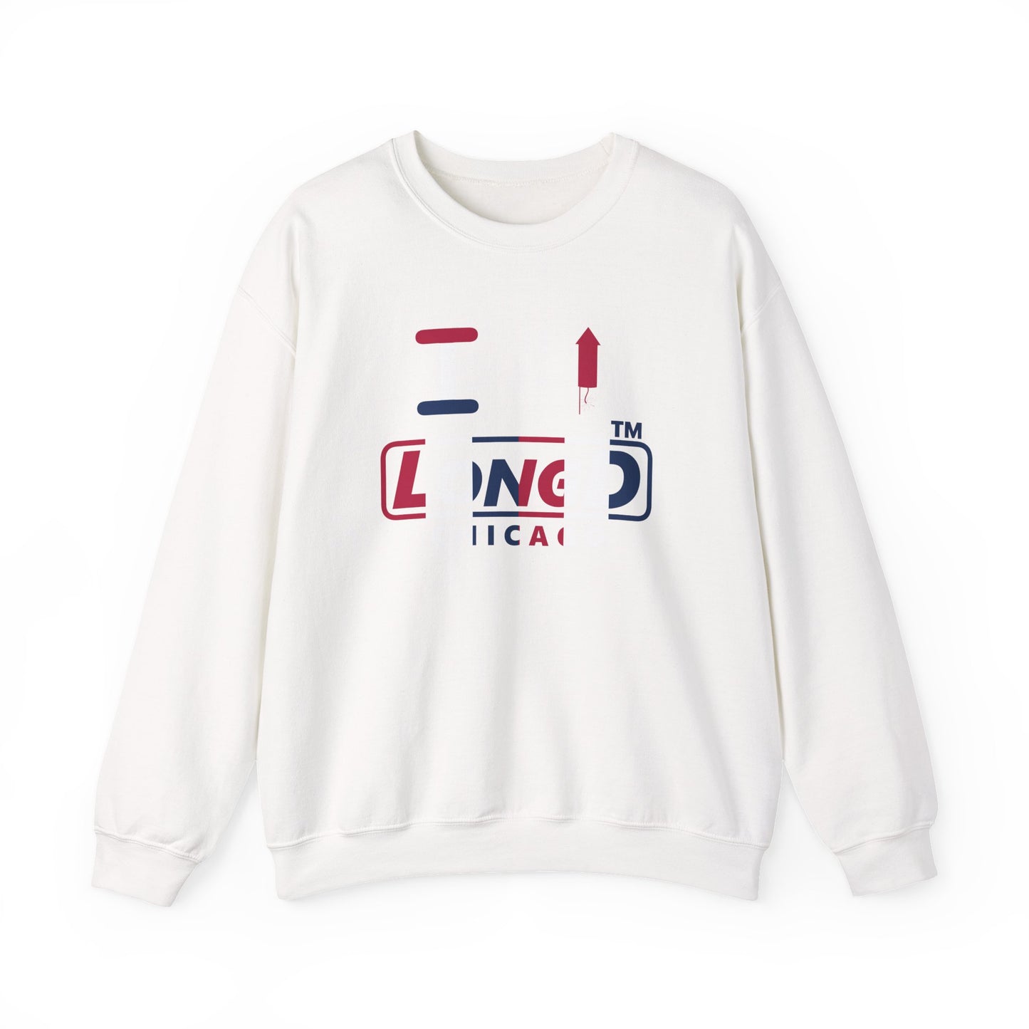 I firecracker LongD positive vertical 6-striped Chicago logo crewneck sweatshirt