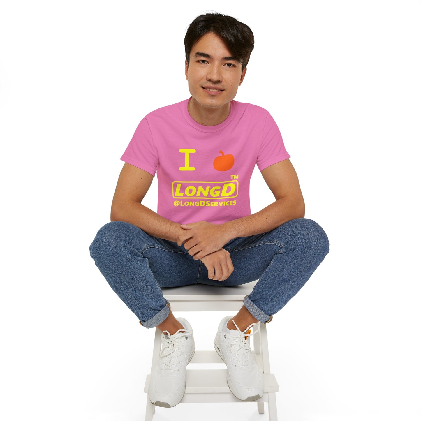 I Pumpkin LongD® Logo Cotton Tee positive yellow basic tag logo
