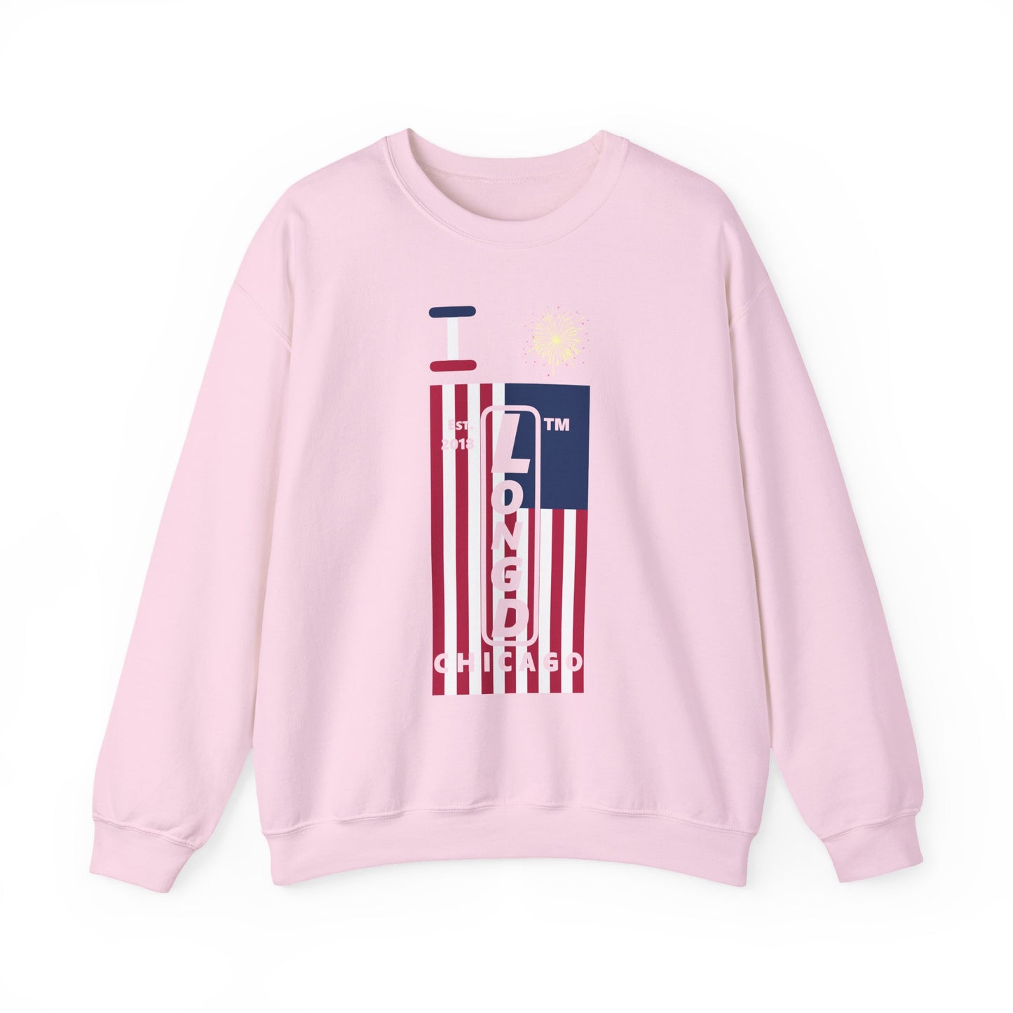 I Burst LongD negative flag Chicago upright logo crewneck sweatshirt