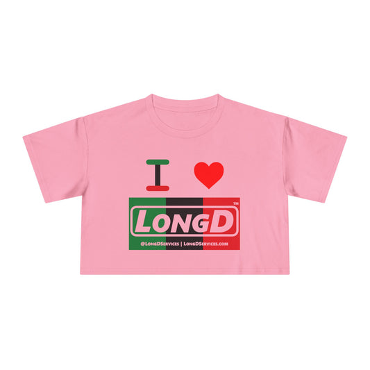 I Luv LongD Logo Women's Crop Tee (Juneteenth negative thirds logo)
