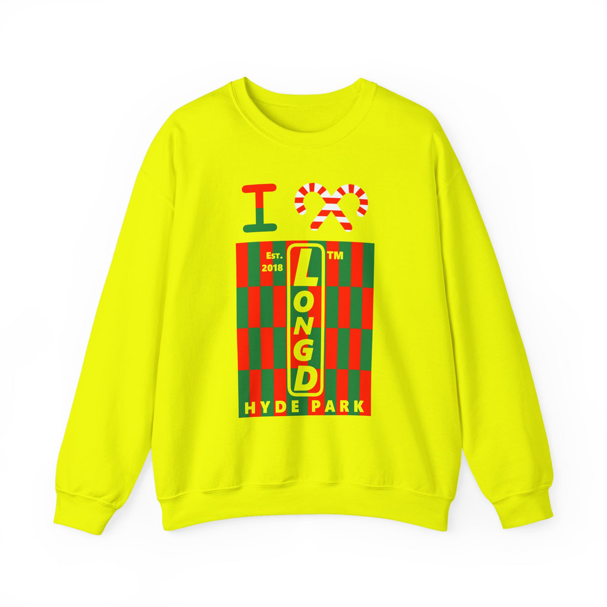 I candy cane LongD Hyde Park negative upright tiled logo crewneck sweatshirt