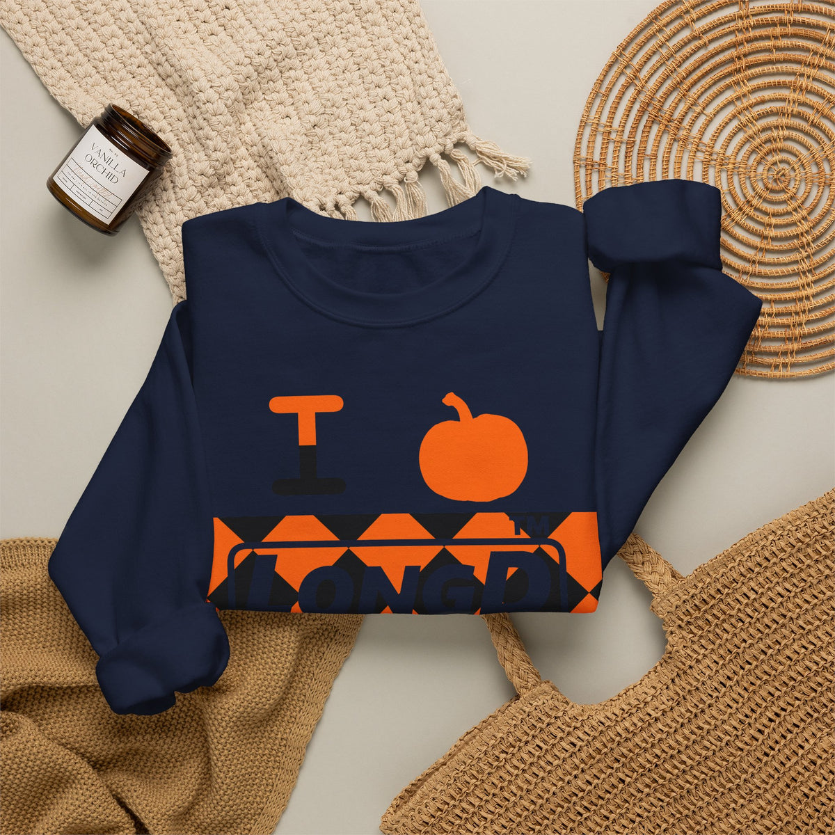 I pumpkin LongD Tag negative argyle logo crewneck sweatshirt