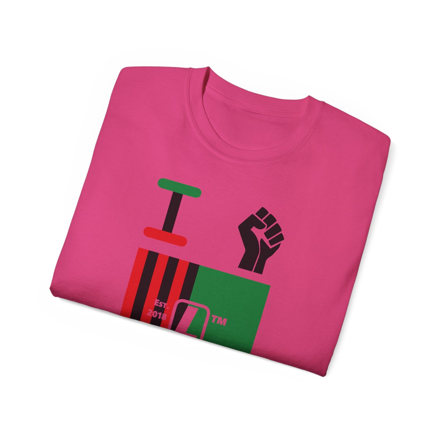 I fist LongD Cotton Tee negative flag Hyde Park upright logo (Juneteenth colors)