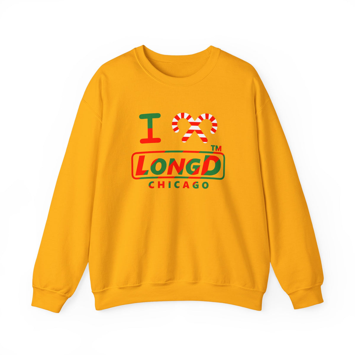 I candy cane LongD Chicago positive pixel-weighted 6-striped logo crewneck sweatshirt