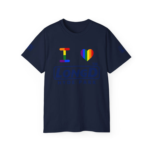 I Luv LongD official Hyde Park 4-print logo cotton tee (Pride colors)
