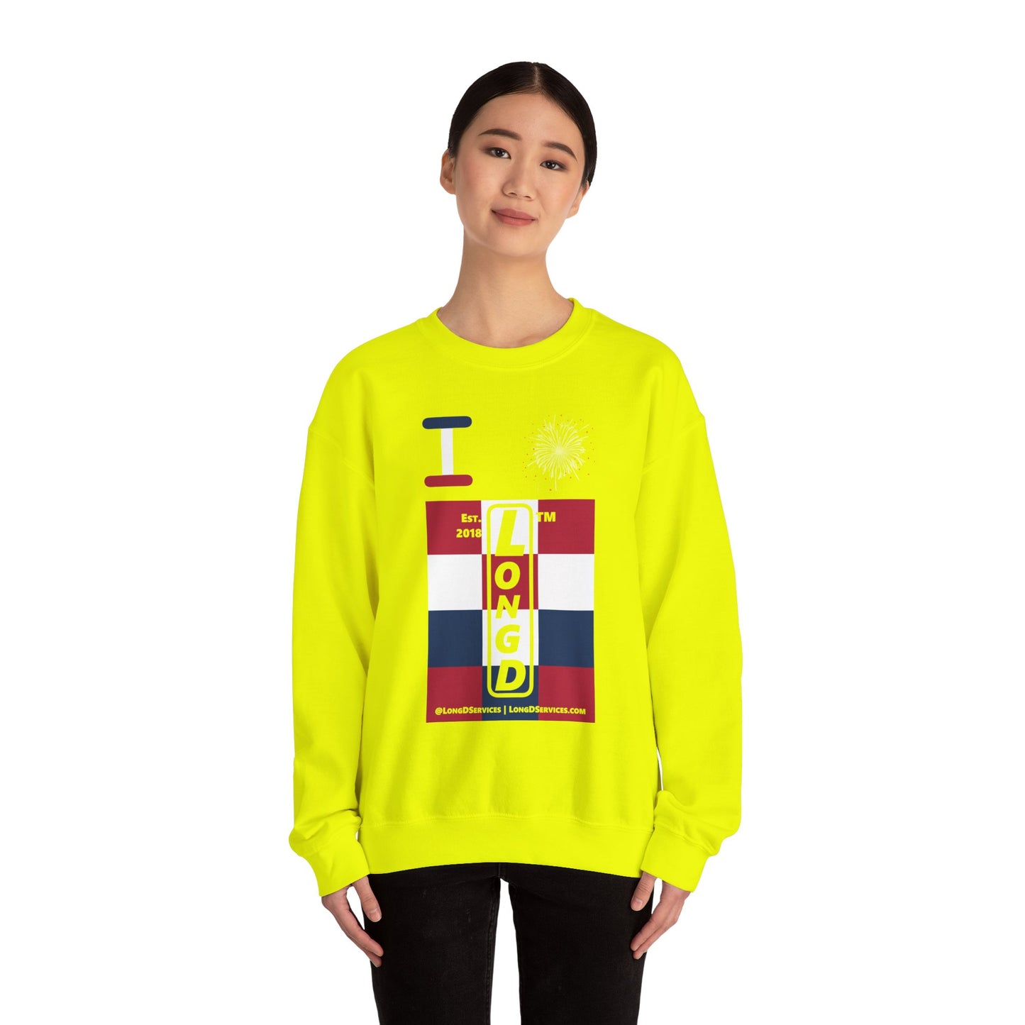 I Burst LongD negative 4x3 tag-domain upright logo crewneck sweatshirt