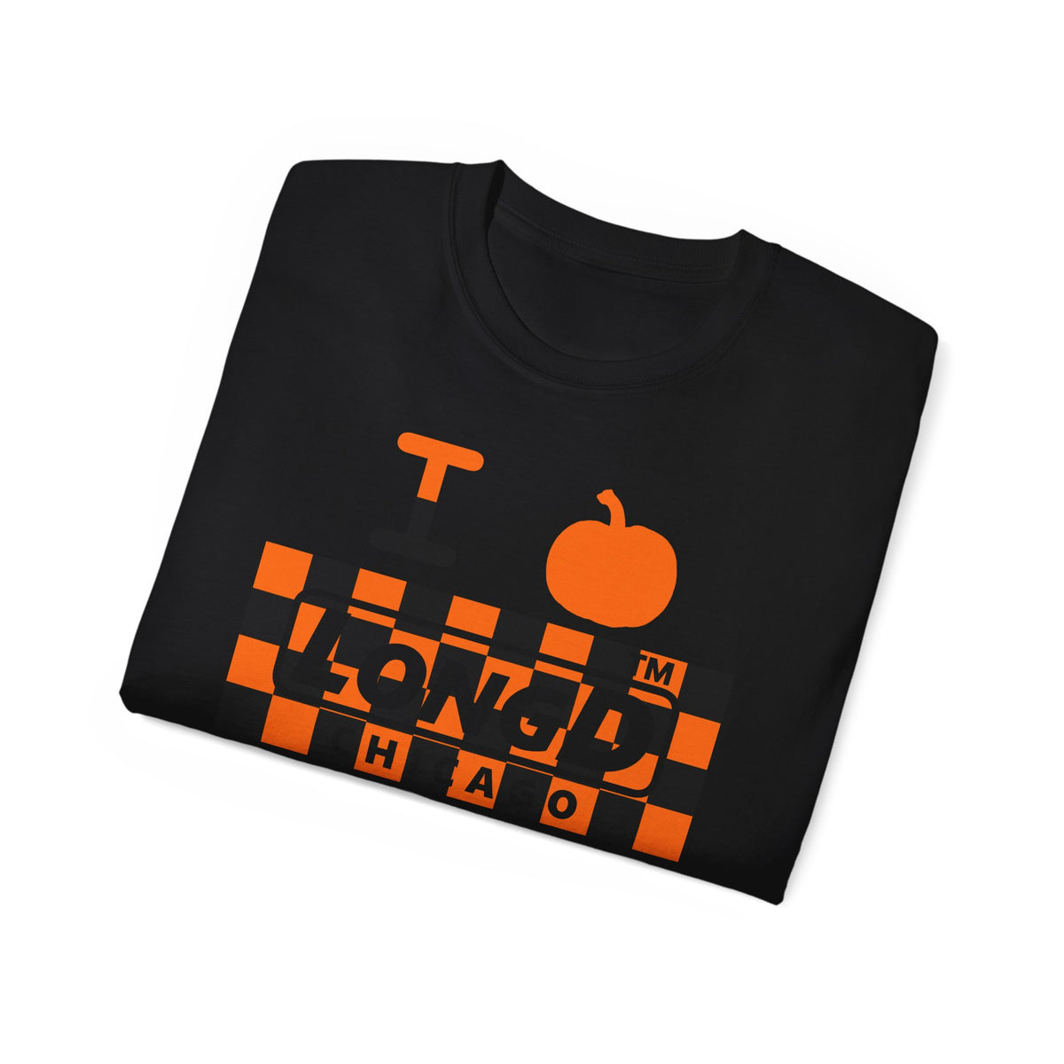 I pumpkin LongD Chicago negative checkered logo cotton tee