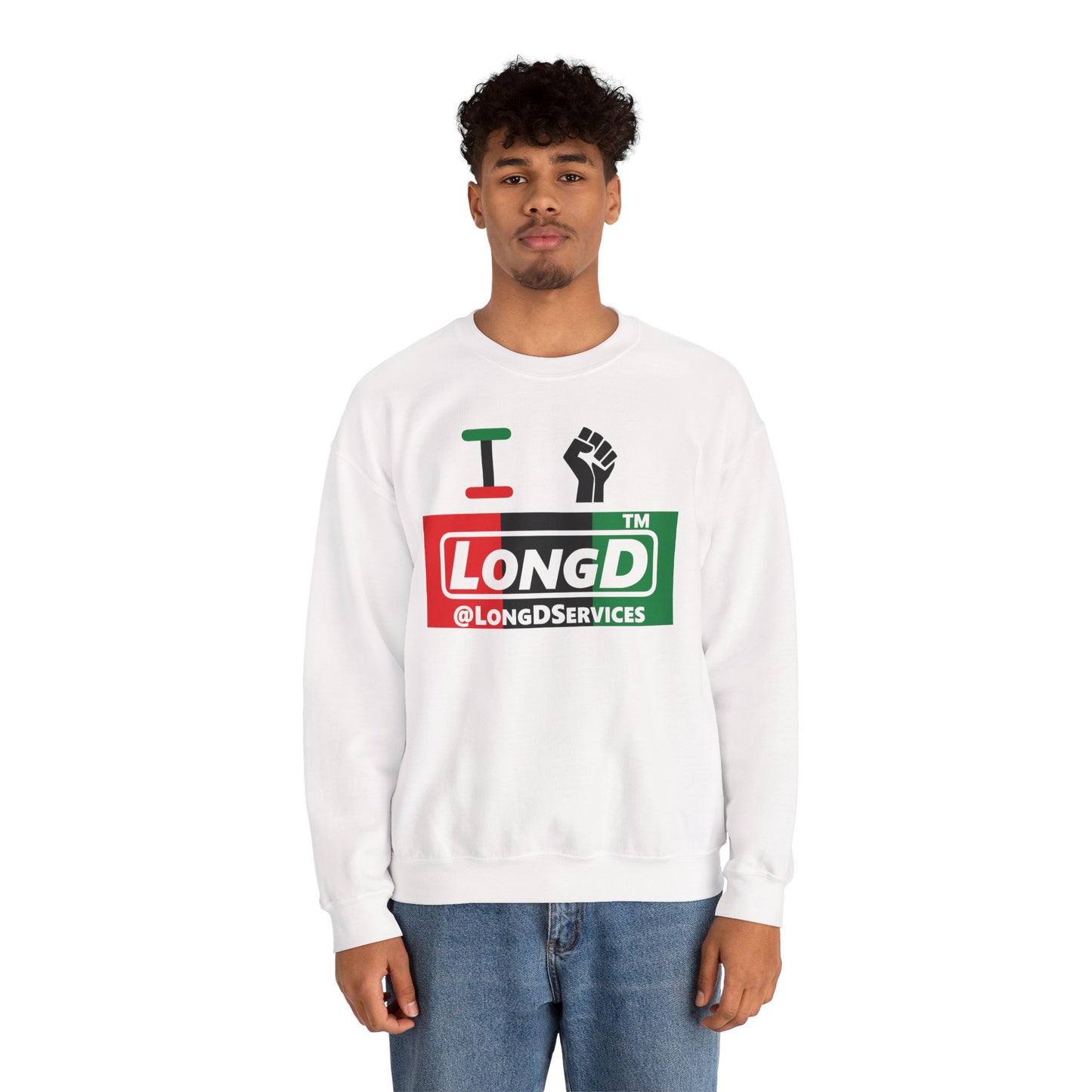 I fist LongD negative vertical 3-striped tag logo crewneck sweatshirt