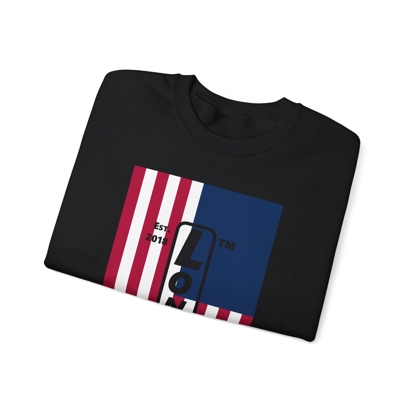 LongD negative cropped flag Hyde Park upright logo crewneck sweatshirt (patriotic colors)