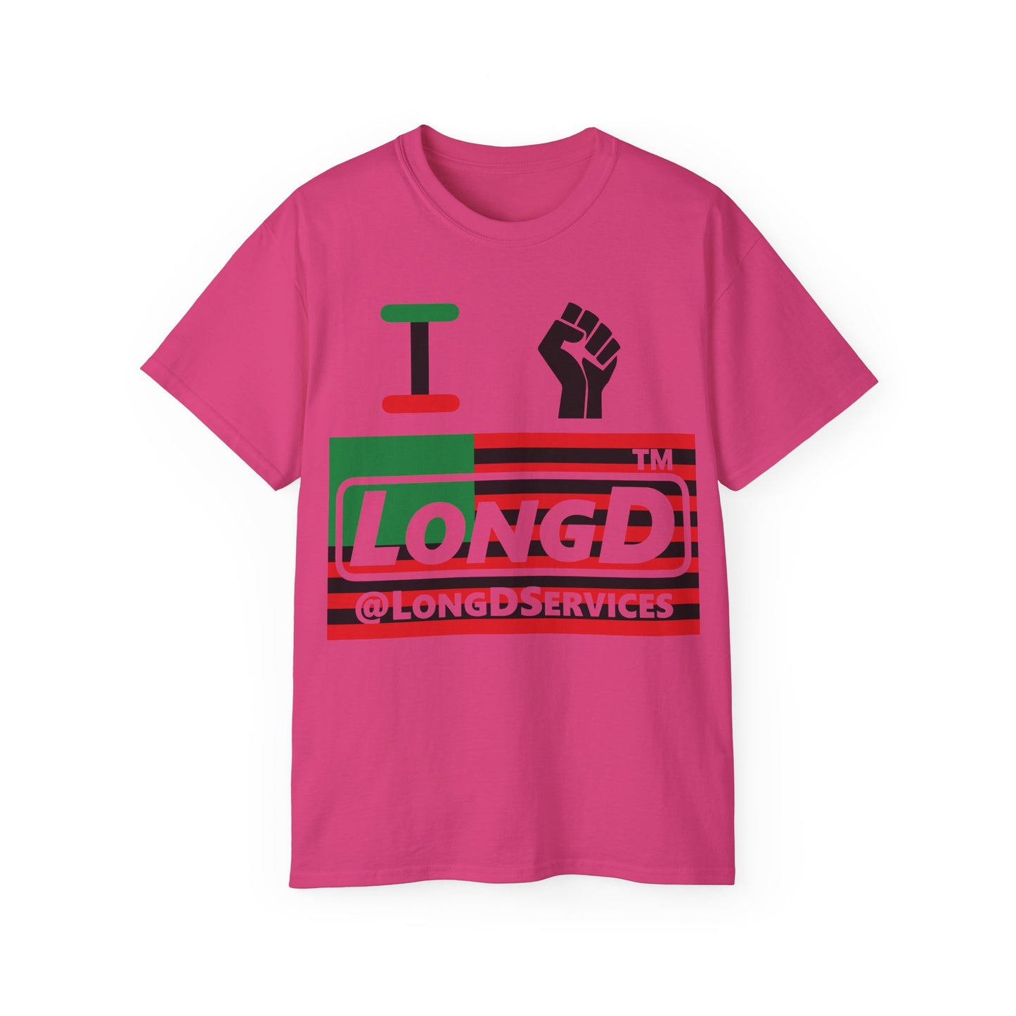 I fist LongD negative flag tag logo cotton tee