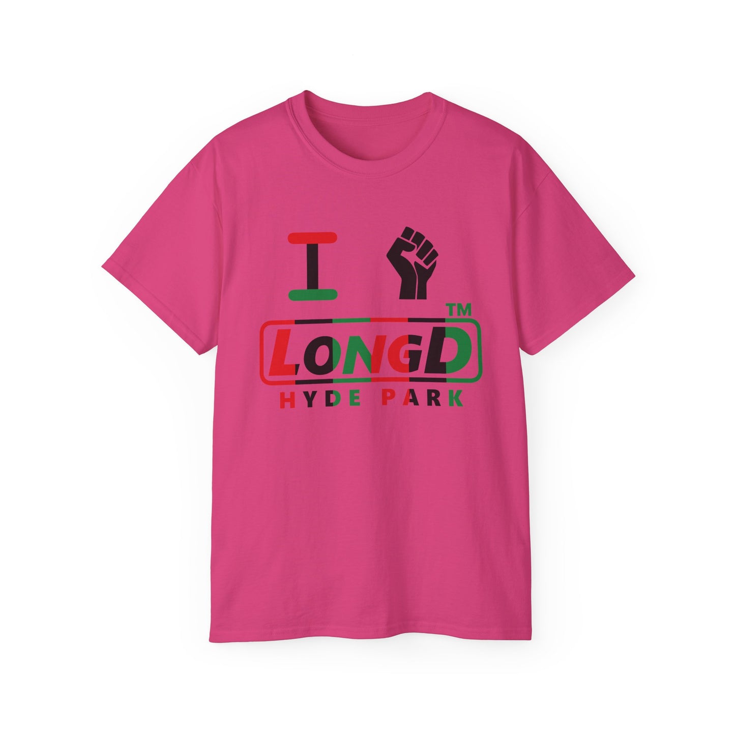 I fist LongD positive vertical 6-striped Hyde Park logo cotton tee
