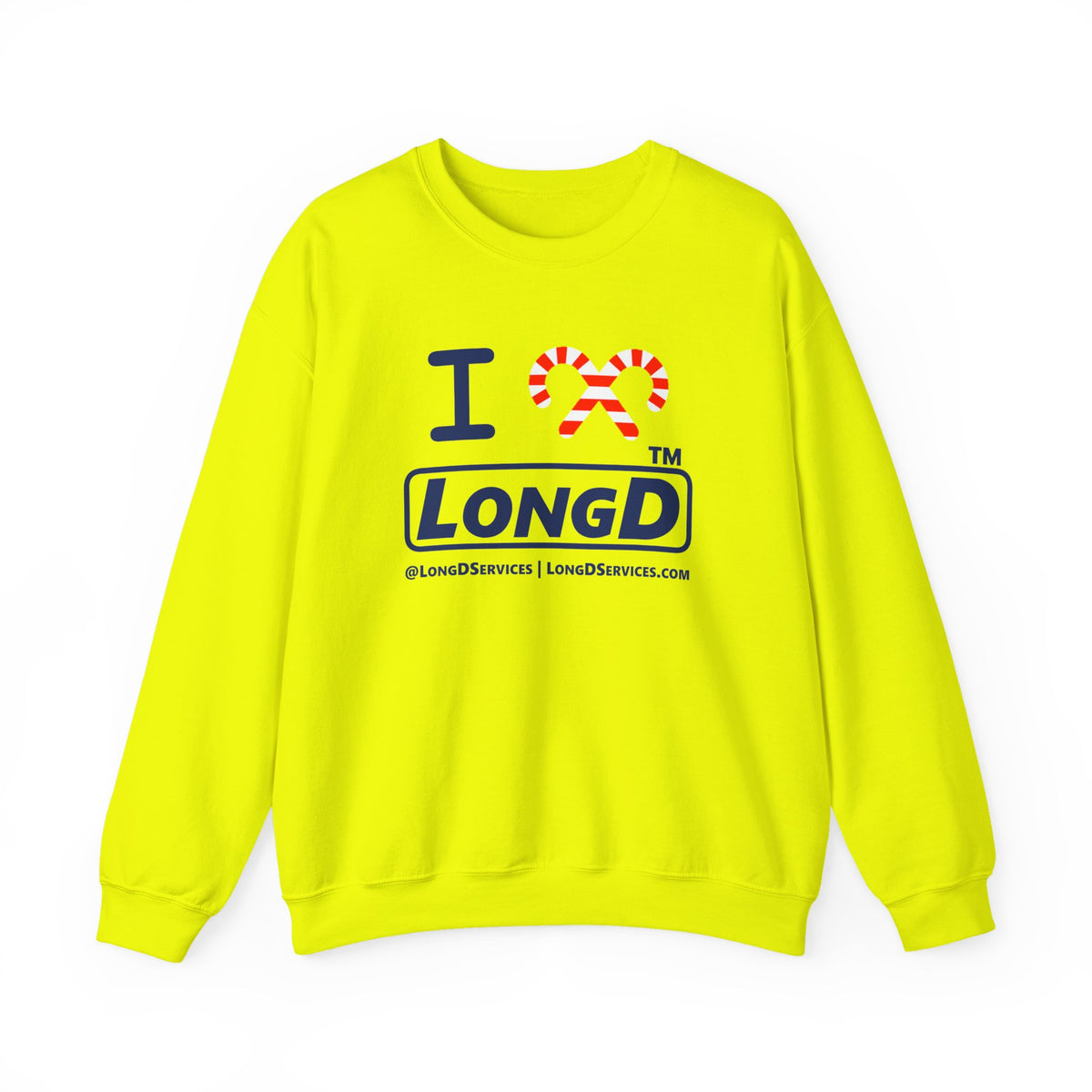 I candy cane LongD Tag-domain positive official basic navy front-back logo crewneck sweatshirt