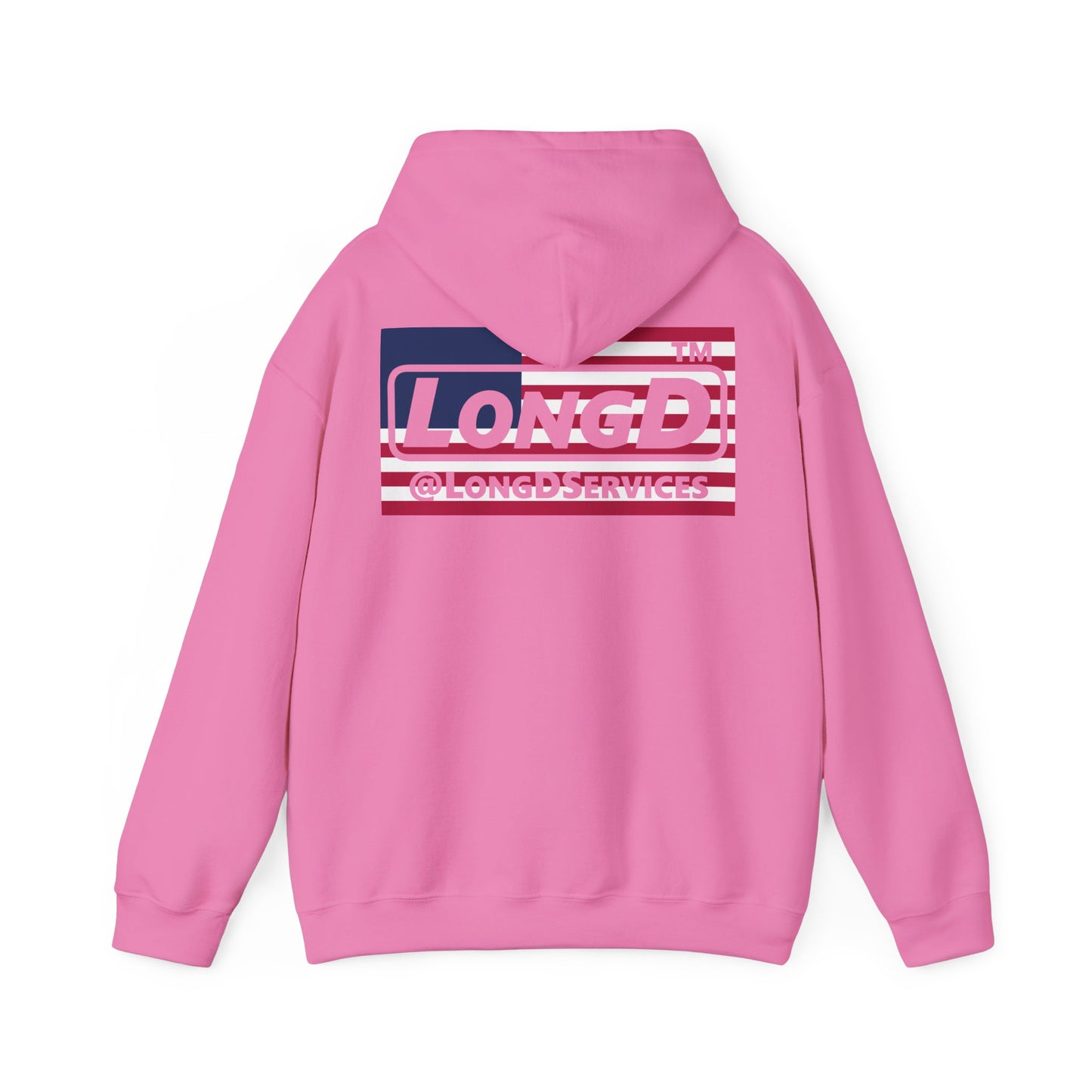 I firecracker LongD® negative flag front-back double breasted Chicago logo hoodie