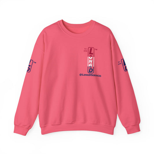 LongD positive horizontal 3-striped tag upright 4-print single-breasted logo crewneck sweatshirt (patriotic colors)