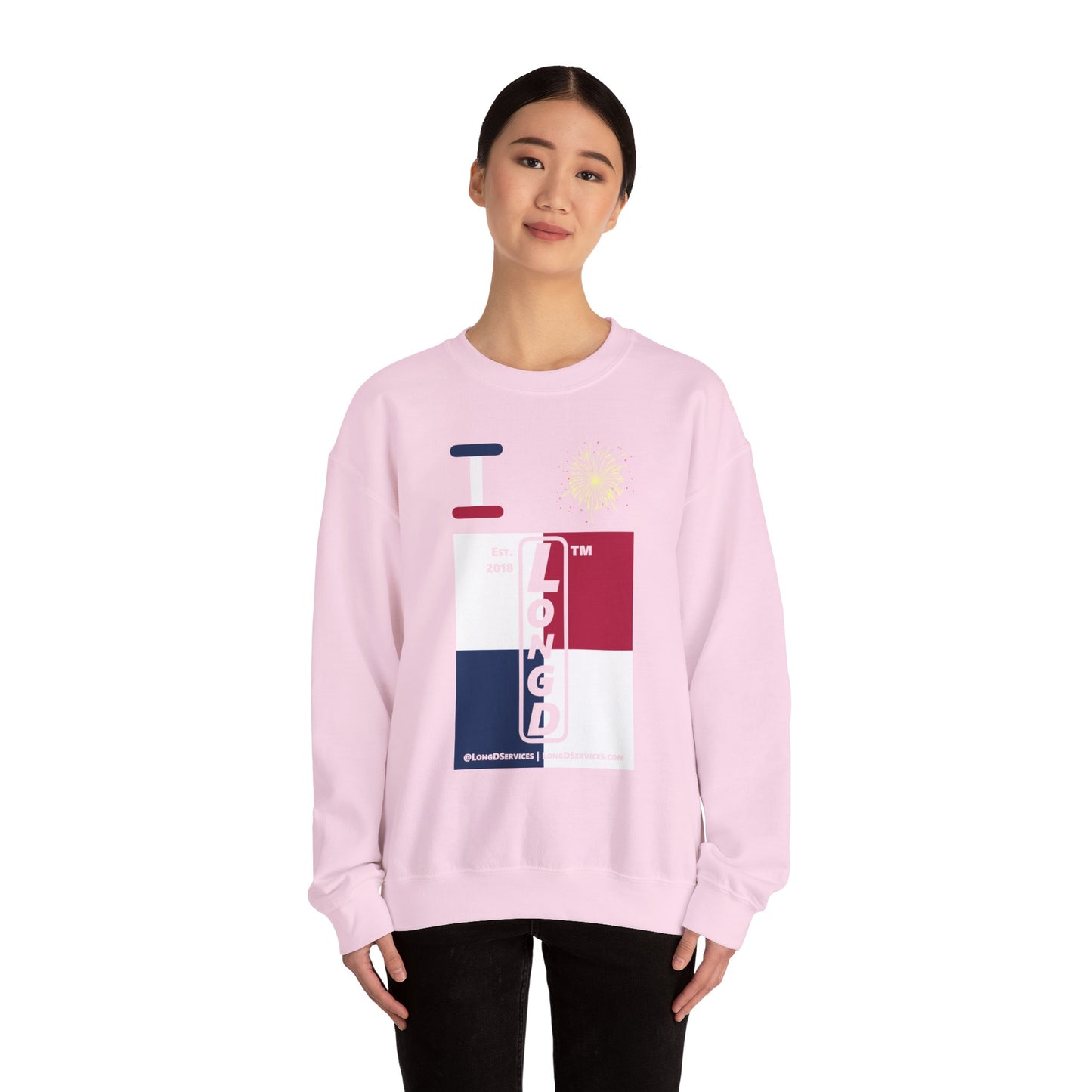 I Burst LongD positive quarters tag-domain upright logo crewneck sweatshirt