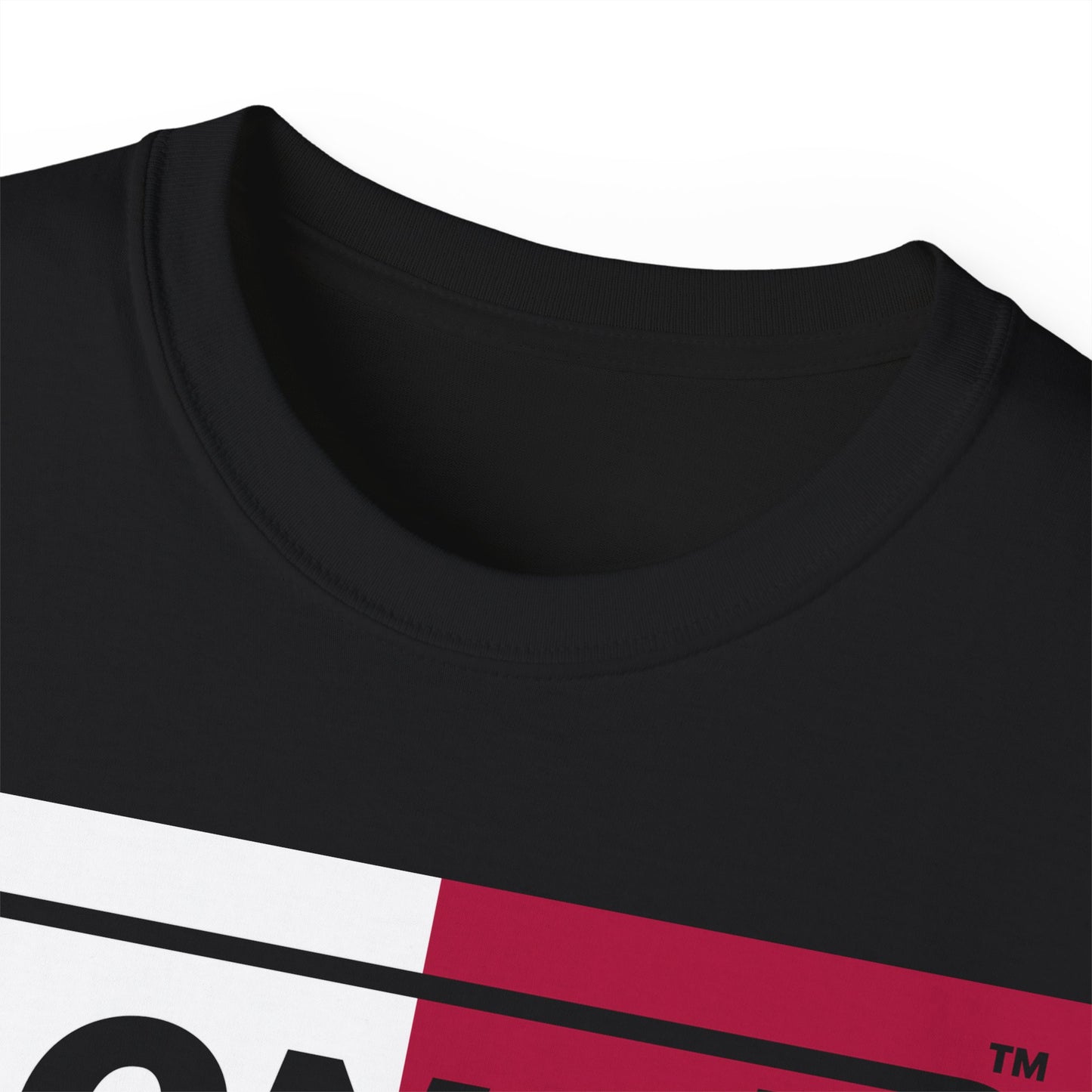 LongD® Logo Cotton Tee Red, White and Blue negative quarters text