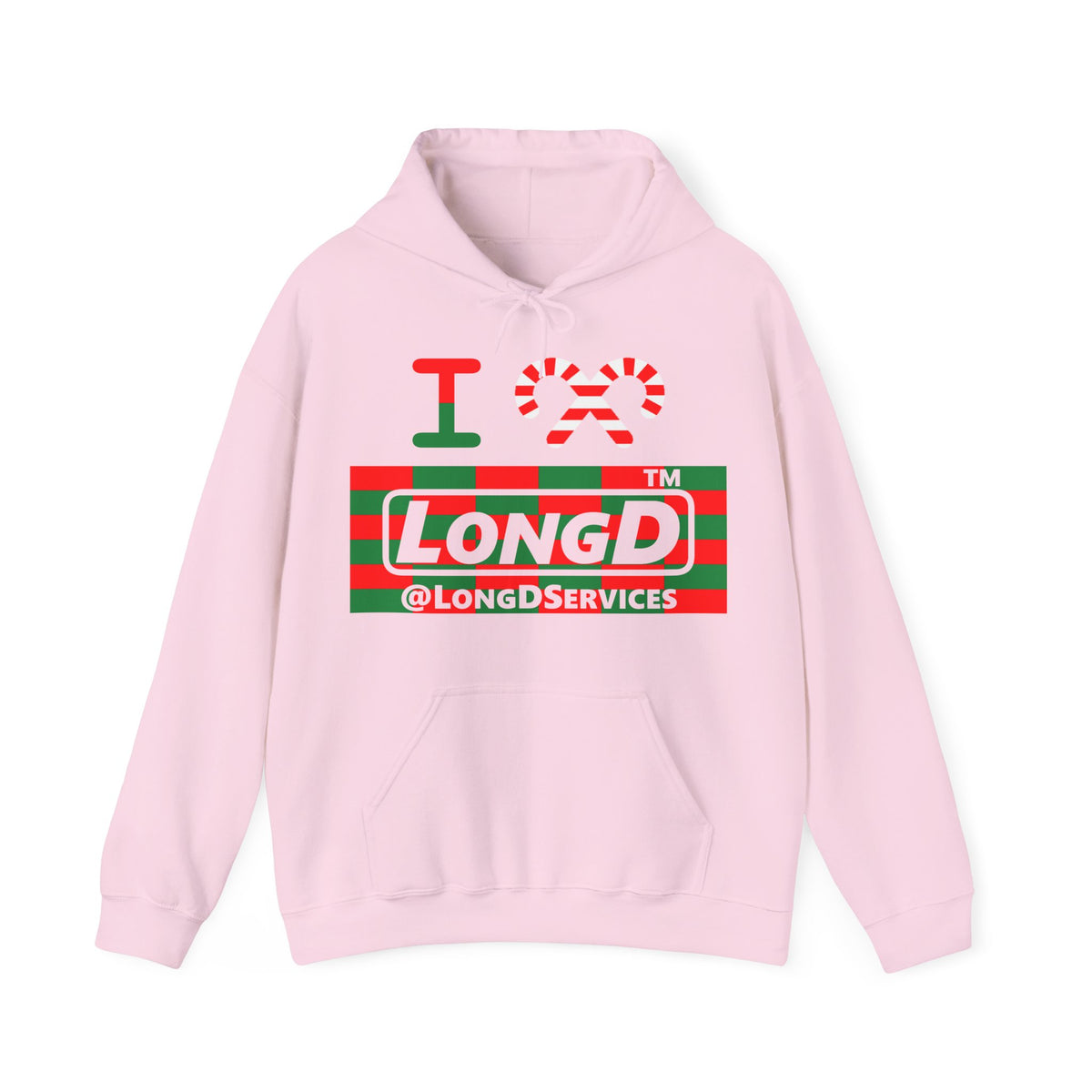 I candy cane LongD Tag negative tiled logo hoodie