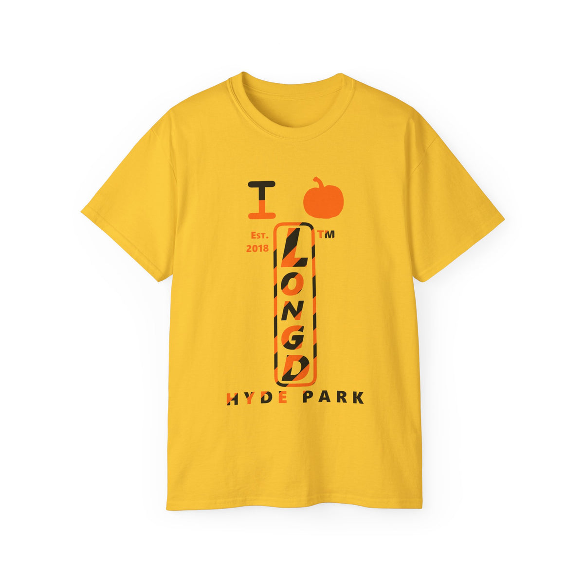 I pumpkin LongD Hyde Park positive upright pixel-weighted 12-striped logo cotton tee