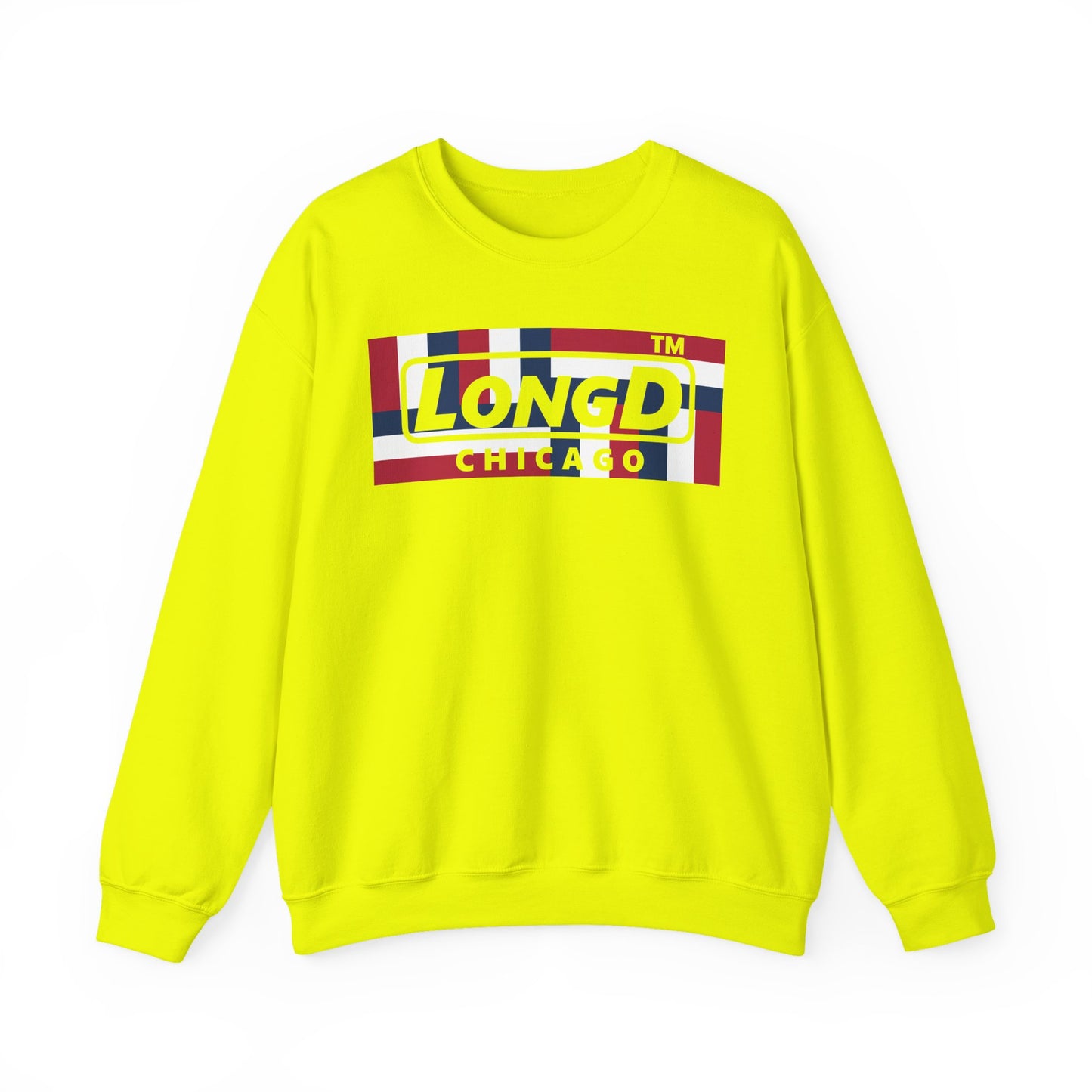 LongD negative modified windmill Chicago logo crewneck sweatshirt (patriotic colors)